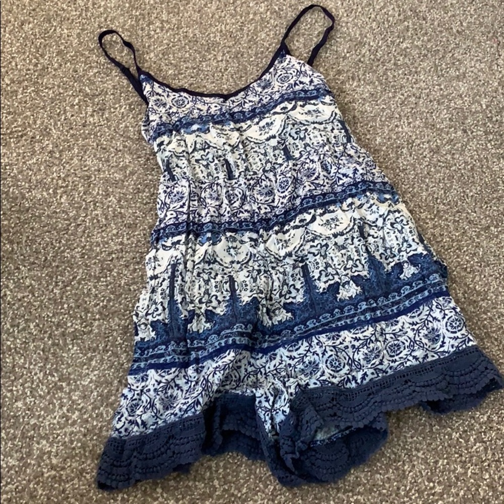 Blue romper, tie in back